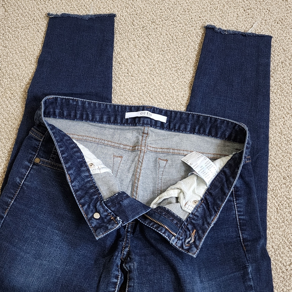 Guess 1981 Los Angeles Low Rise Skinny Jeans Cotton Blend Sz 29 Blue Denim Wash